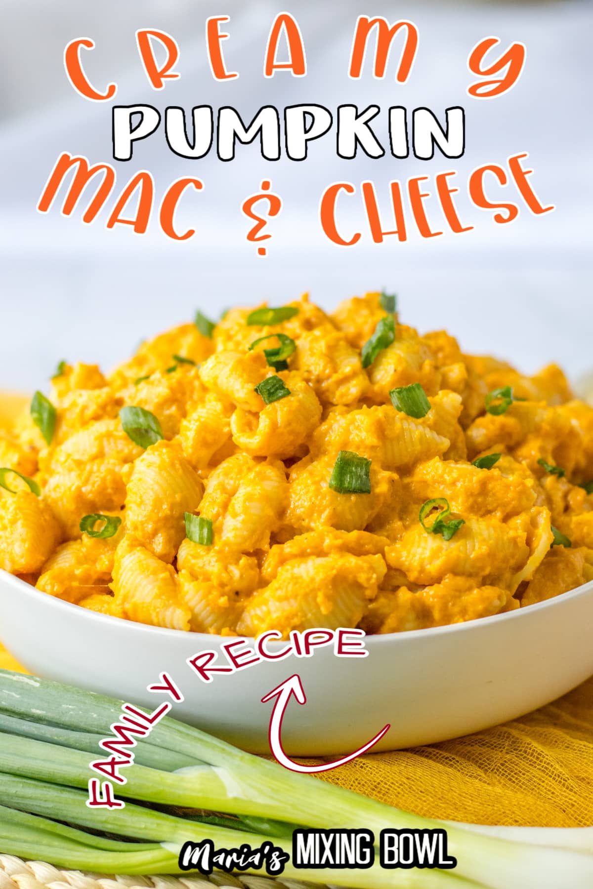 bowl of creamy pumpkin mac and cheese.