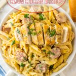 large bowl full of cajun chicken alfredo.