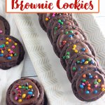 cosmic brownie cookies lined up on a platter.