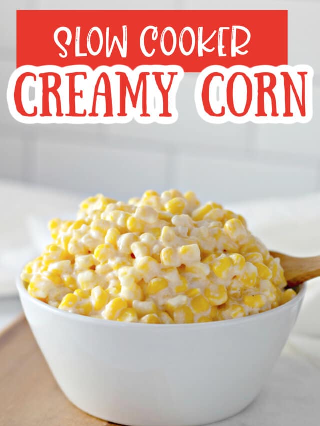 bowl filled with slow cooker creamy corn.