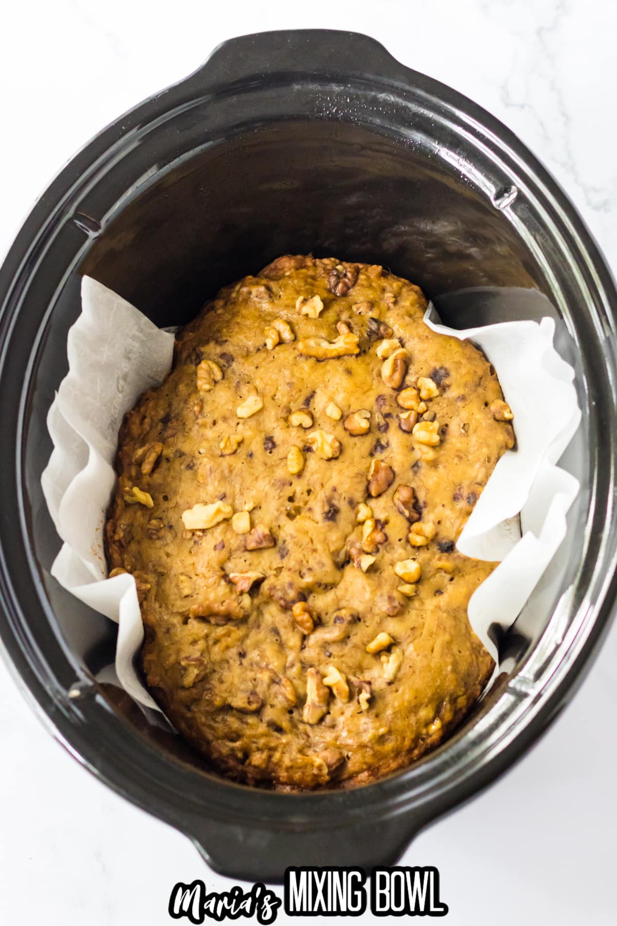 banana bread cooked in a slow cooker.