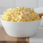 bowl filled with slow cooker creamy corn.