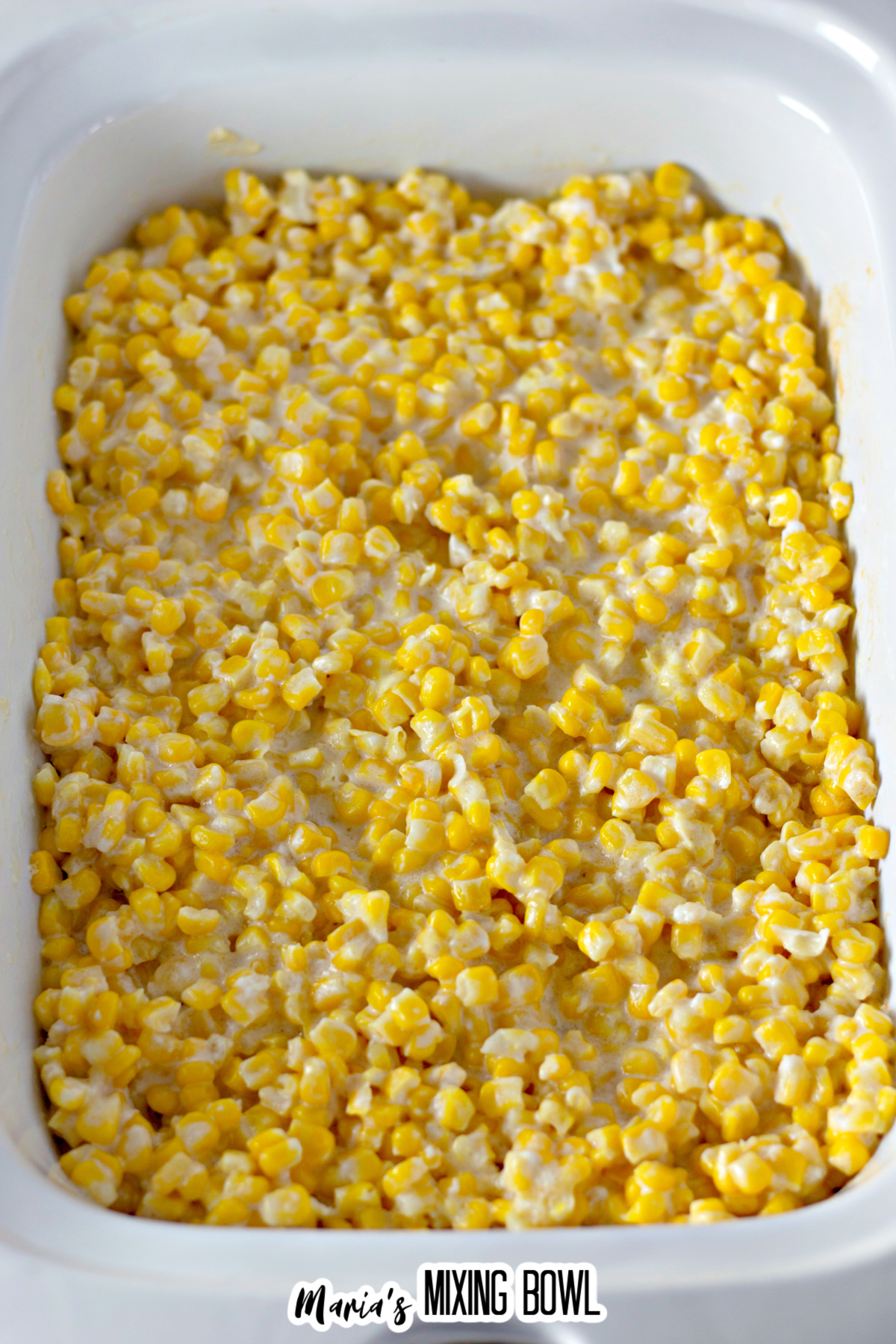 cooked cream corn in a slow cooker.
