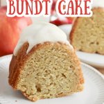 slice of apple spice bundt cake on a small plate.