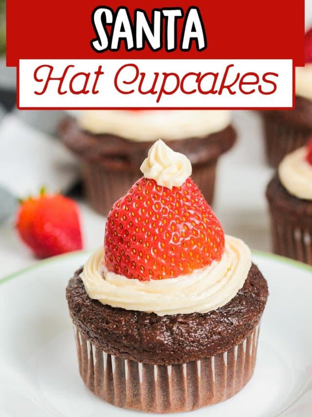santa hat cupcake on a plate