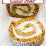 slice of gingerbread cake roll on a plate.