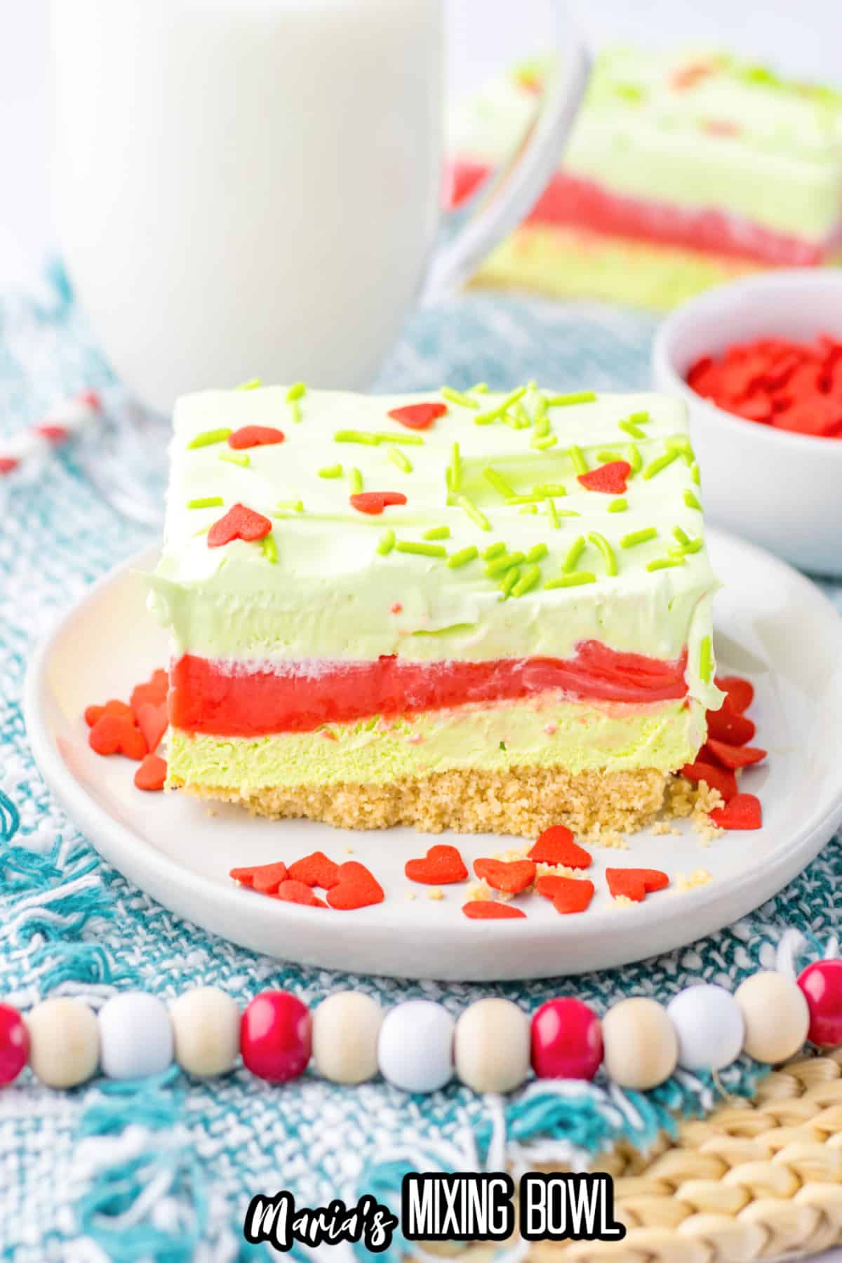 slice of grinch lush on a small plate.