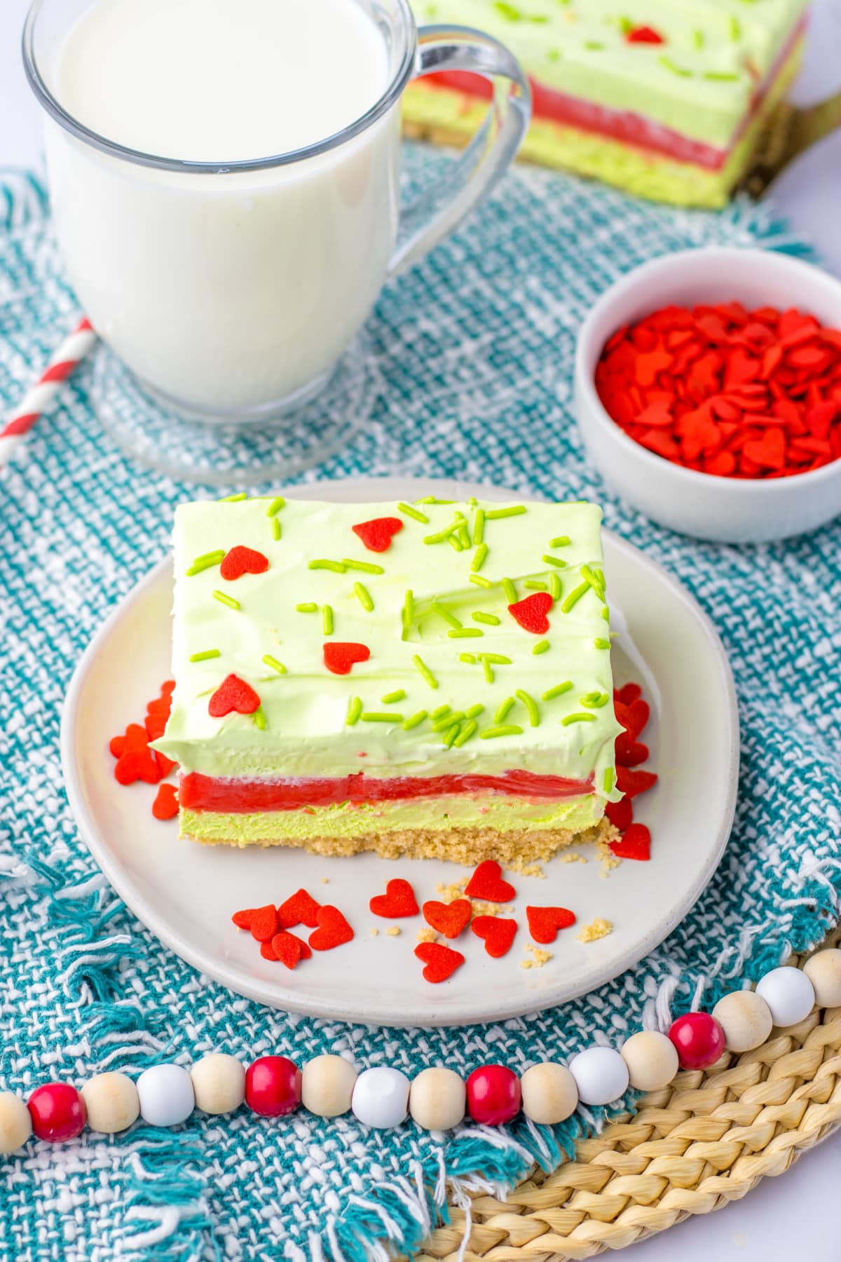slice of grinch lush on a small plate.