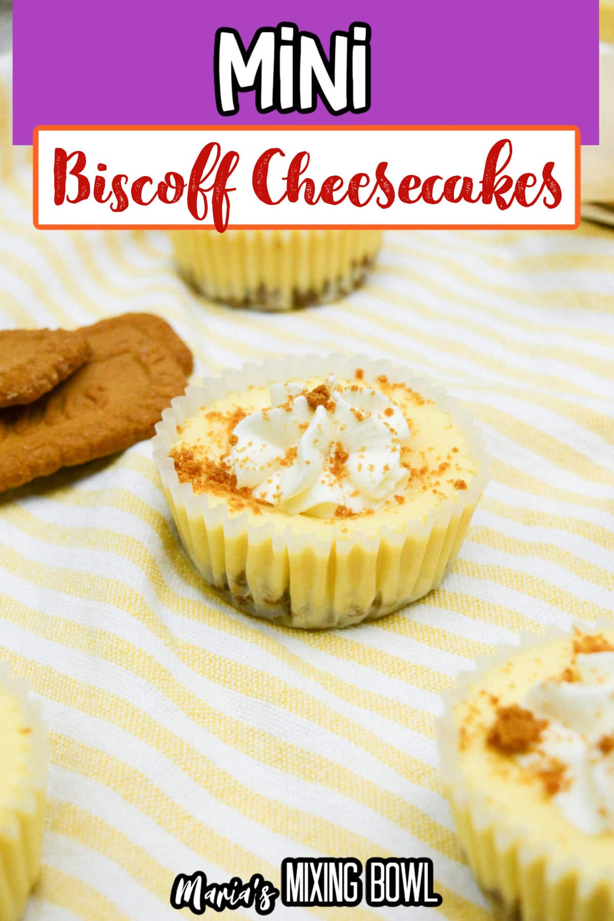 whole mini biscoff cheesecake on a plate.