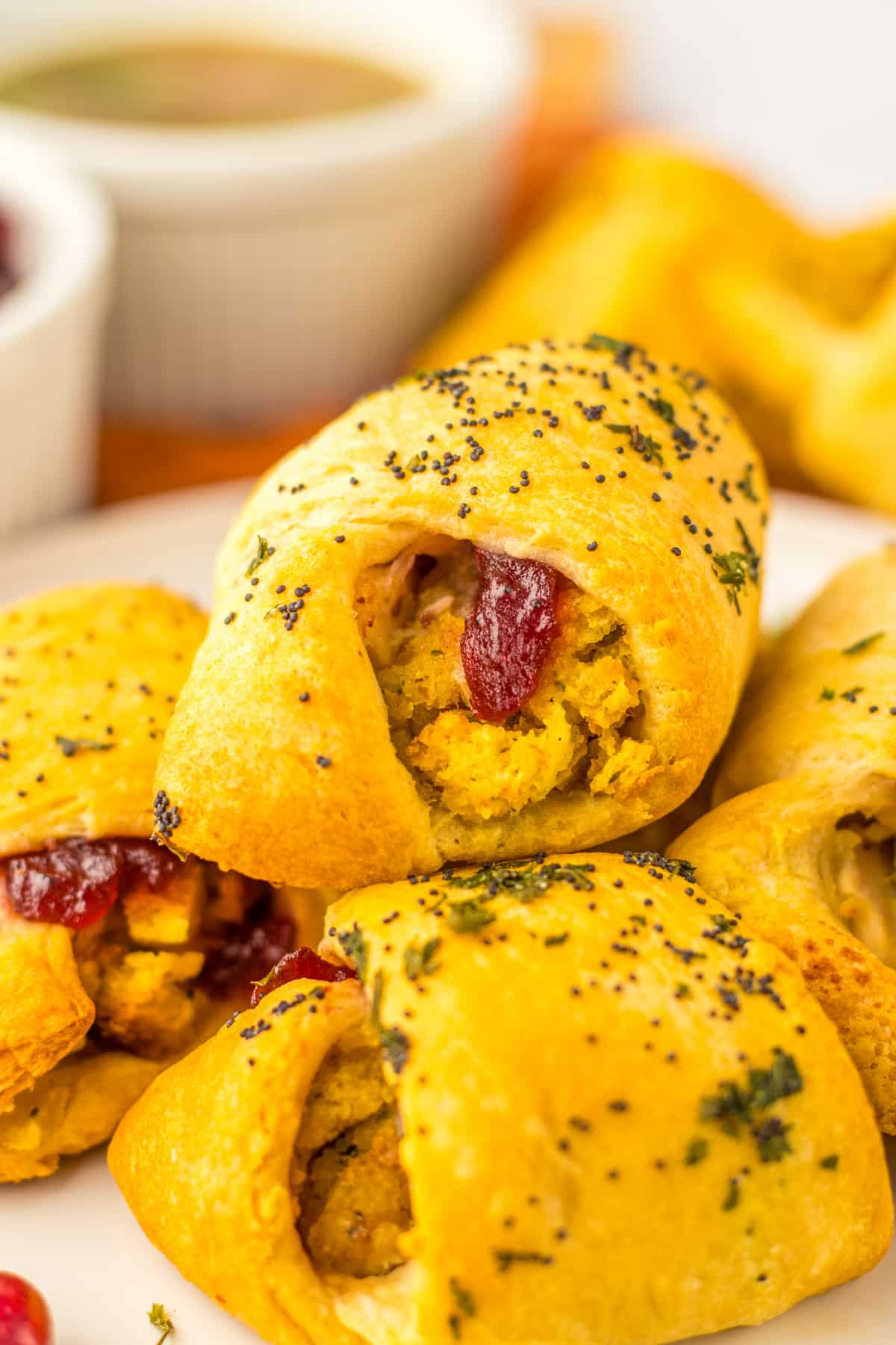 plate full of thanksgiving leftover crescent rolls.