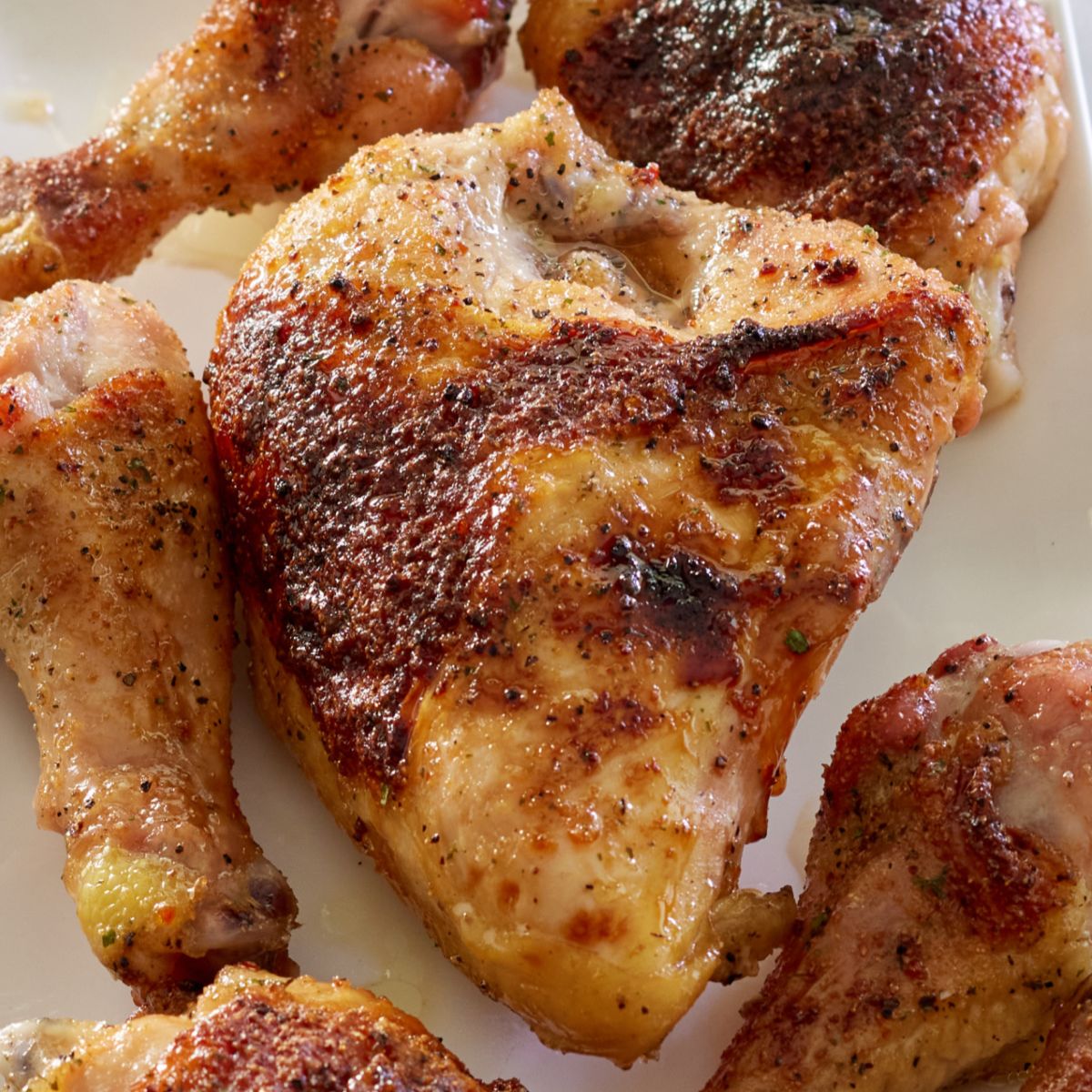 pieces of brown sugar italian chicken on a platter,
