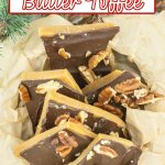pieces of english butter toffee in a basket.