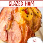 honey glazed ham on a platter.