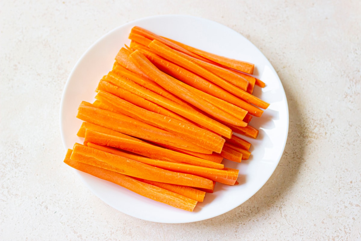 carrot sticks on a plate.