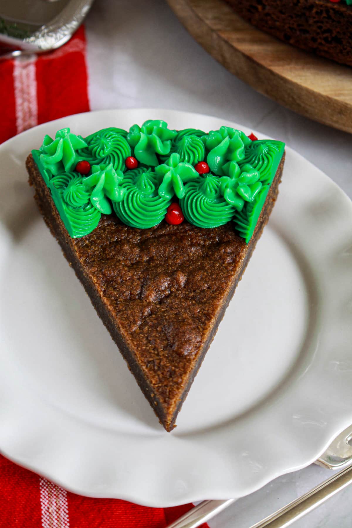 slice of spiced cookie cake on a plate.
