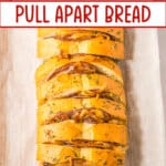 french dip pull apart bread on a serving platter.