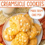 stack of orange creamsicle cookies on a plate.