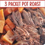 bowl full of pot roast, potatoes and carrots on a counter.