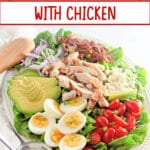 cobb salad layered on a large serving platter.