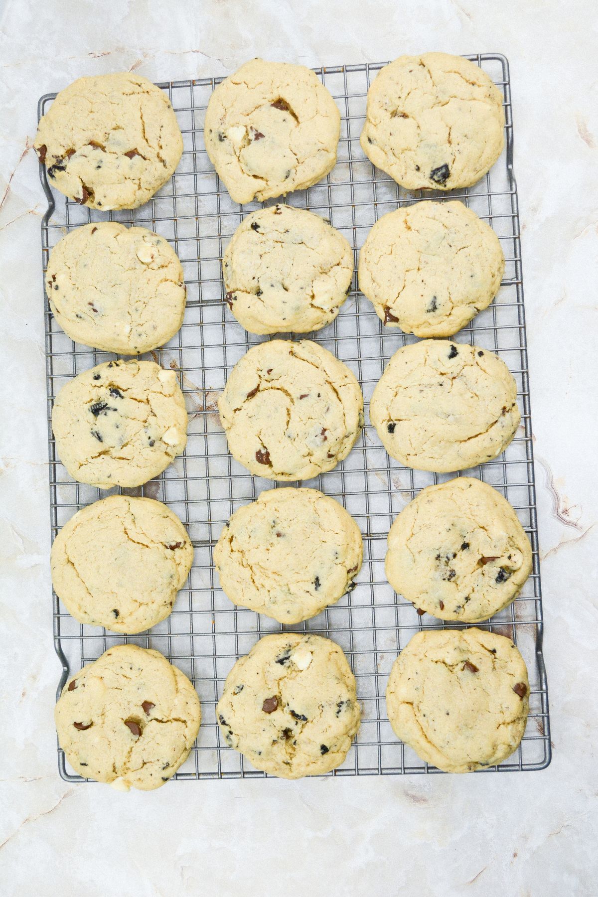 cookies cooling on a wire rack.