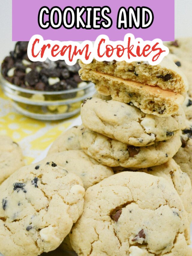 stack of cookies with the top one broken in half.