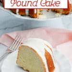 slice of million dollar pound cake on a small plate.