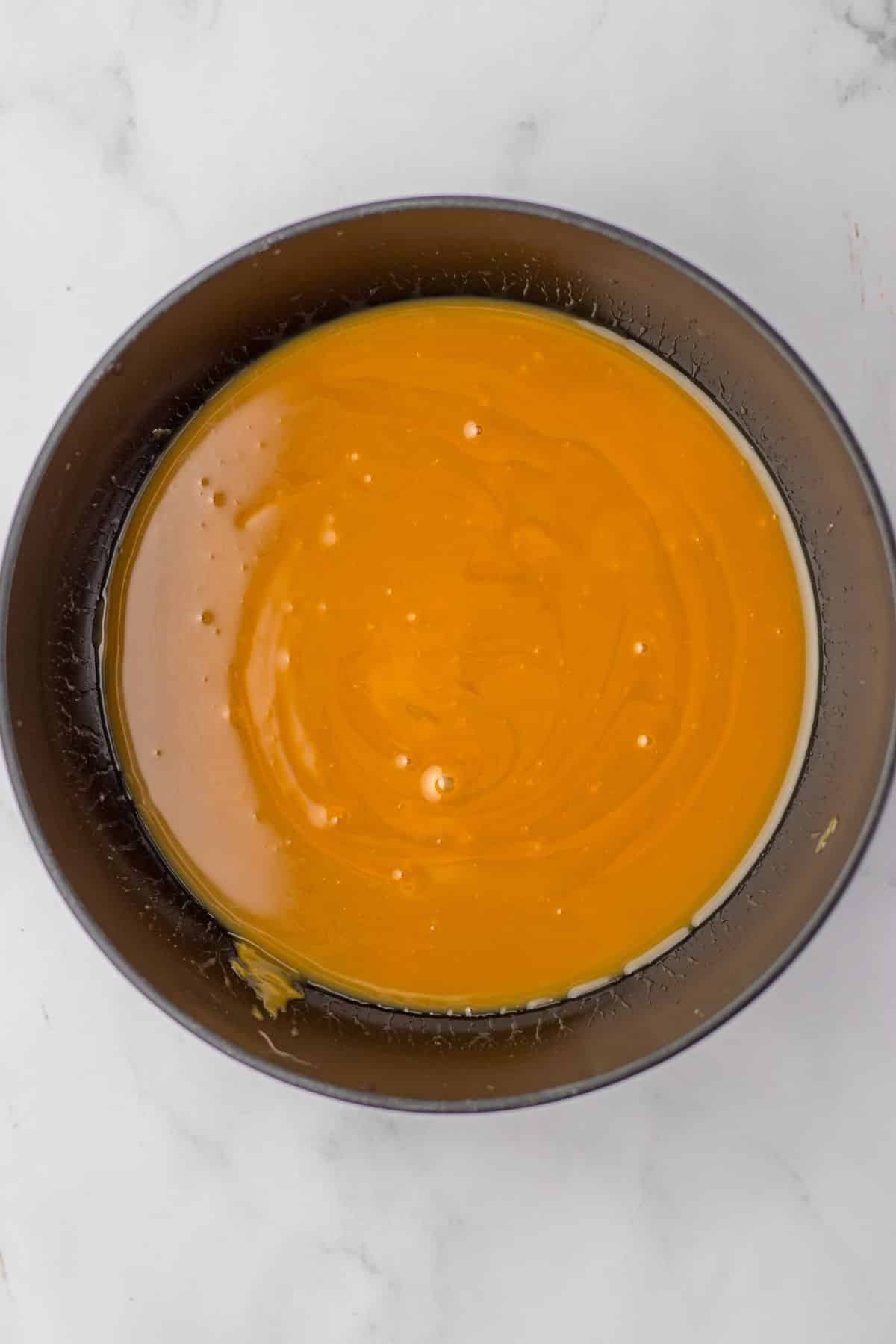 melted caramel in a bowl.
