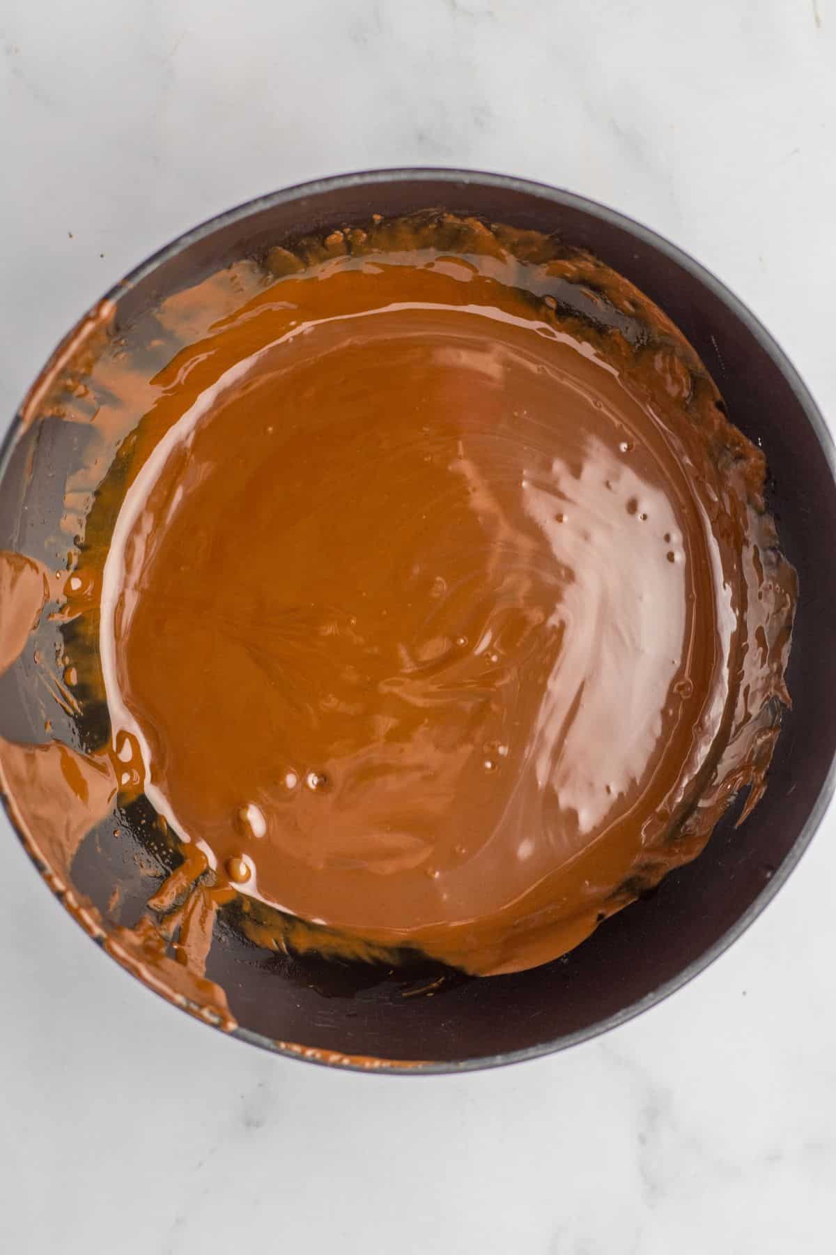 chocolate melted in a large bowl.