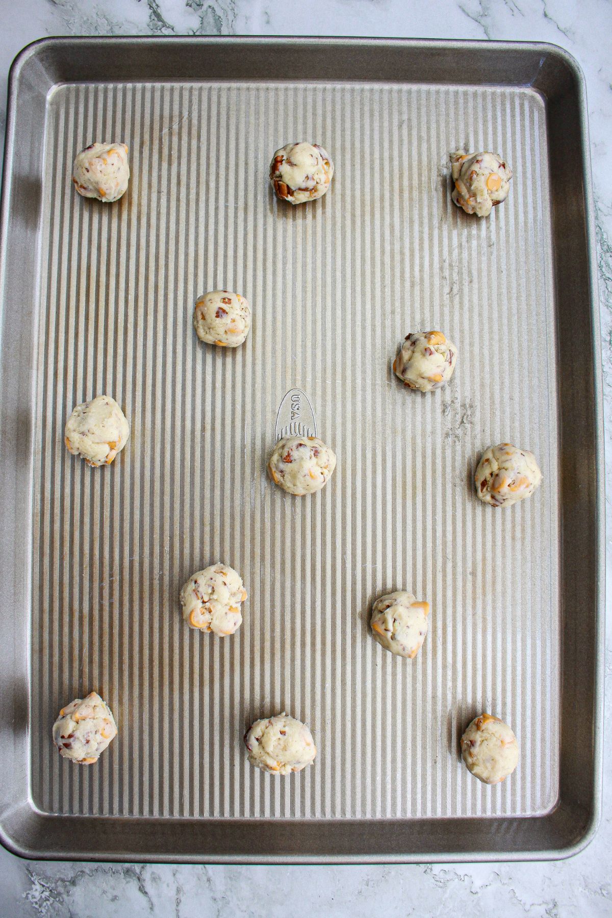 cookie dough in a large baking sheet.