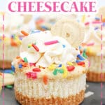 mini dunkaroo cheesecakes on a piece of marble.