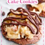 german chocolate cake cookie on a counter.