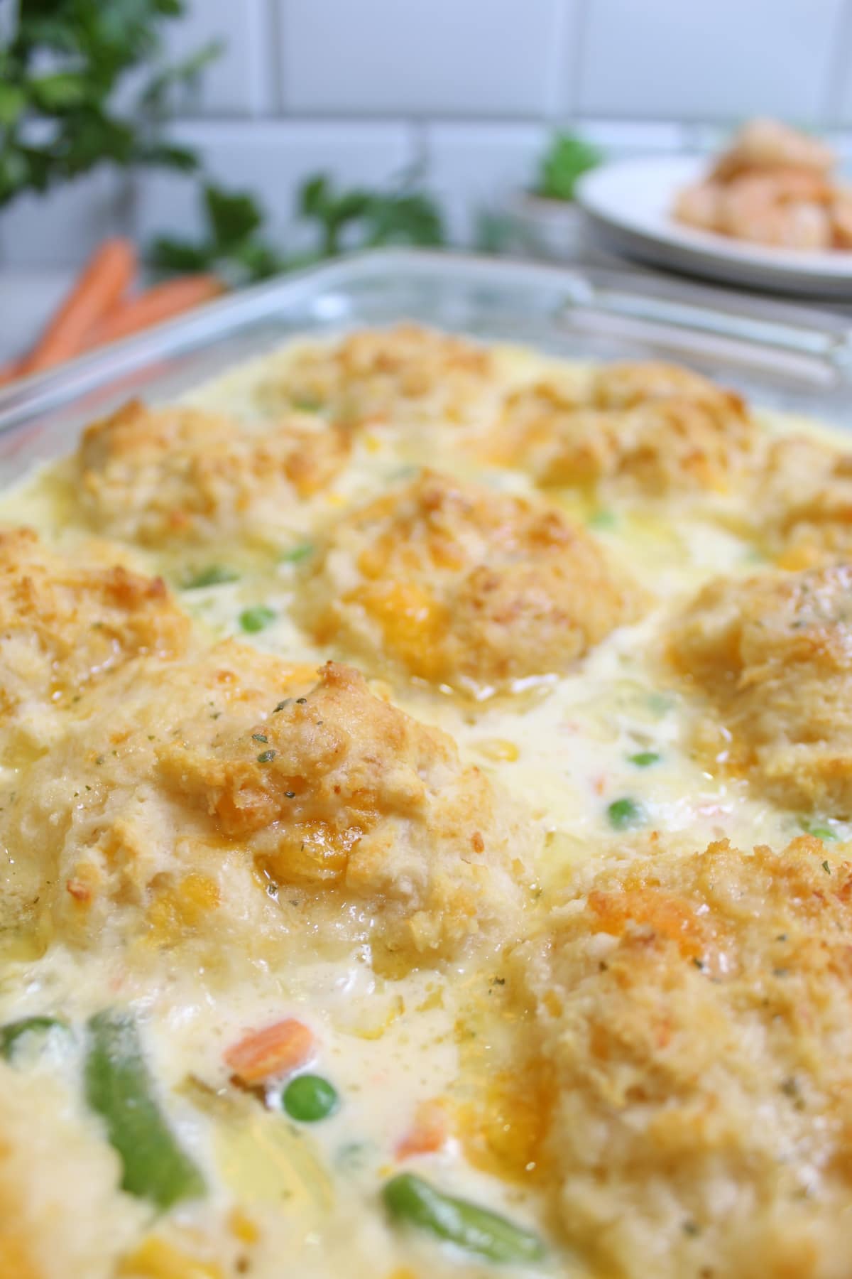 seafood casserole in a baking dish.