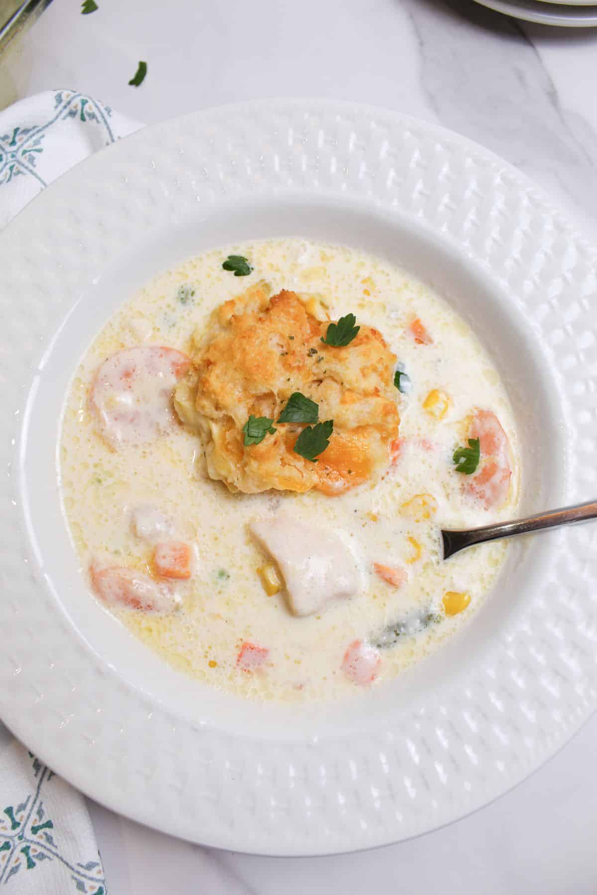 bowl full of seafood casserole.