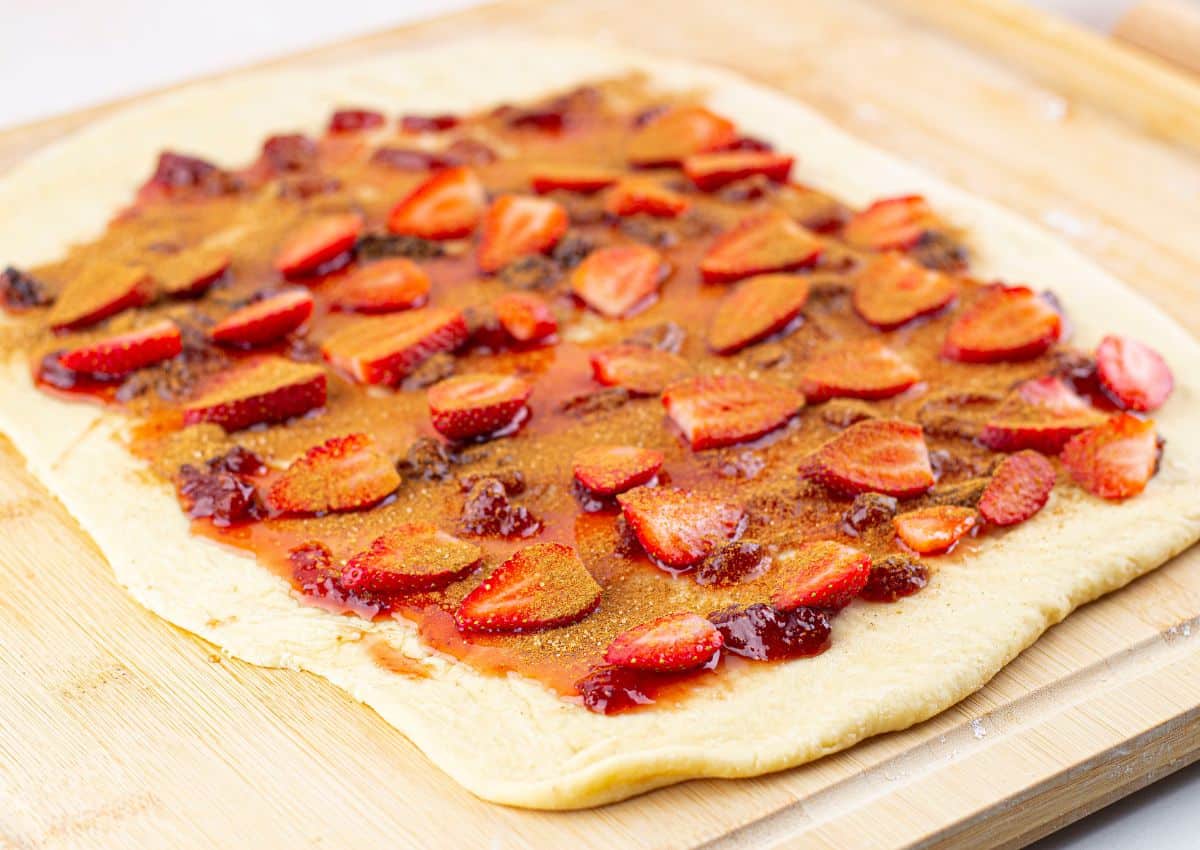 dough rolled out and be topped with strawberries.