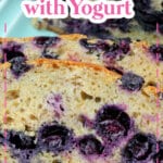 two slices of blueberry bread on a plate.