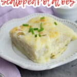 slice of sour cream and chive scalloped potatoes on a plate.