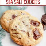 two chocolate chunk sea salt on a counter.