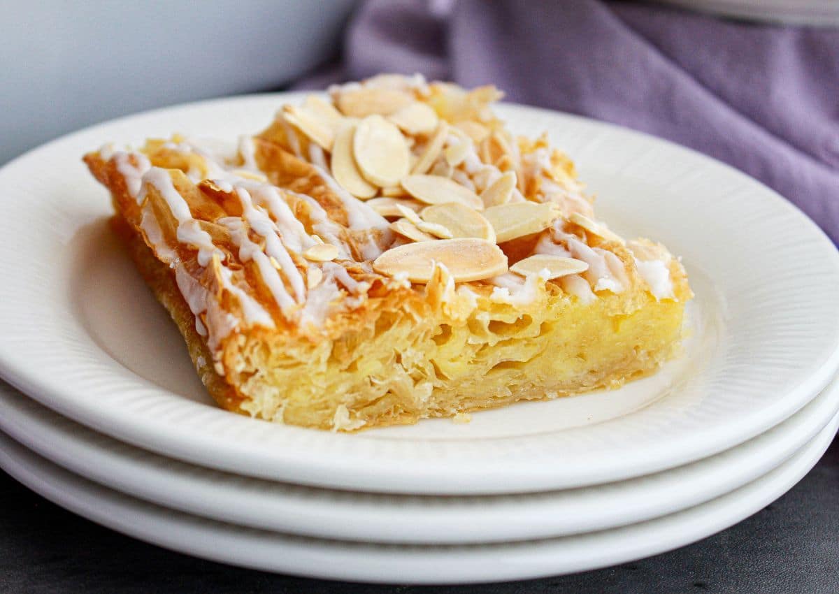 slice of crinkle cake on a plate.