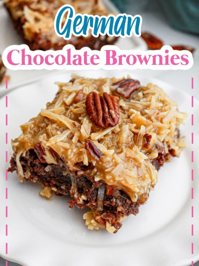 german chocolate brownie on a plate.