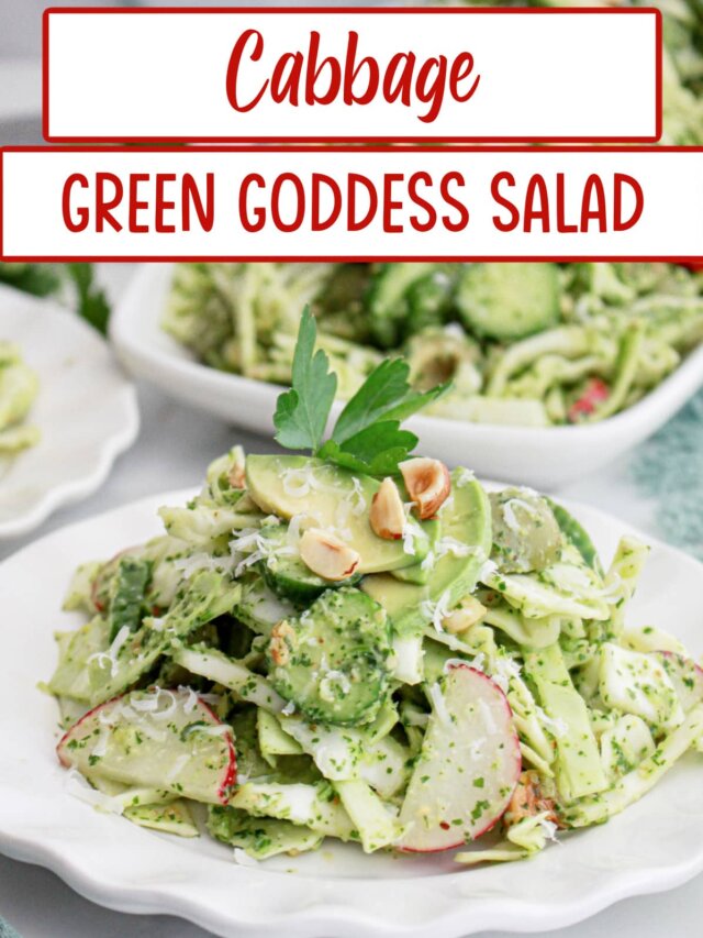 plates filled with green goddess salad dressing