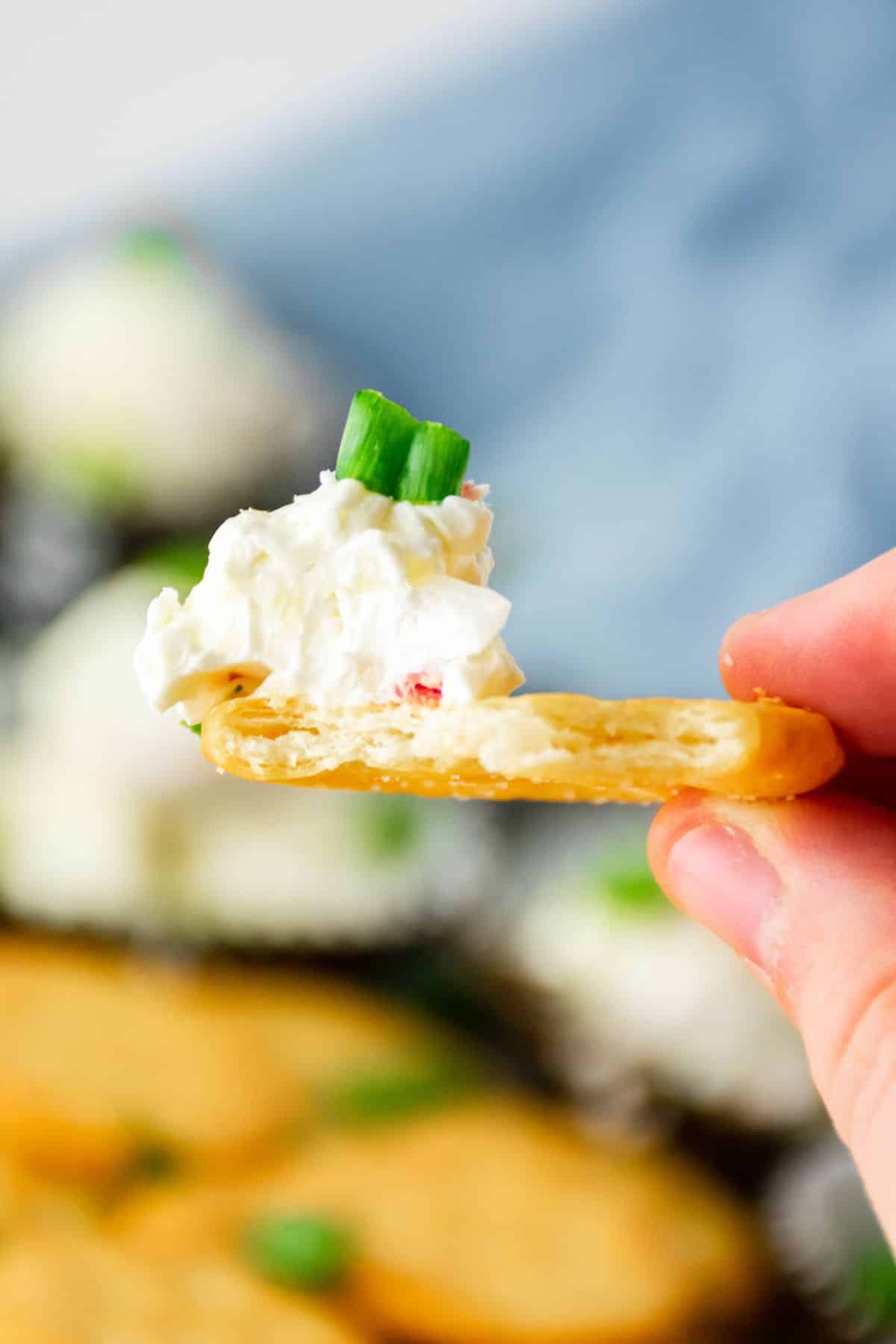 dried beef cheese ball in a paper cupcake liner