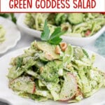 plates filled with green goddess salad dressing