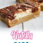 nutella bars on a wooden background.