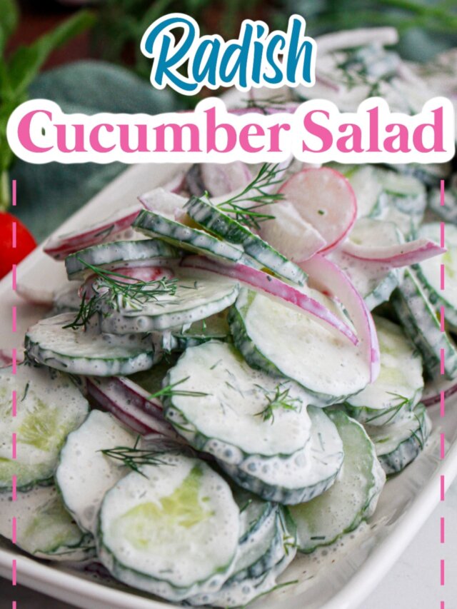 platter full of radish cucumber salad.