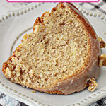 slice of maple pound cake on a small plate.