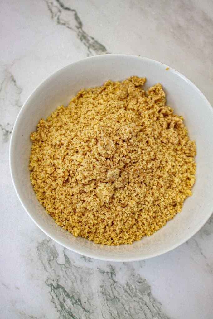 ground walnuts in a medium sized bowl.