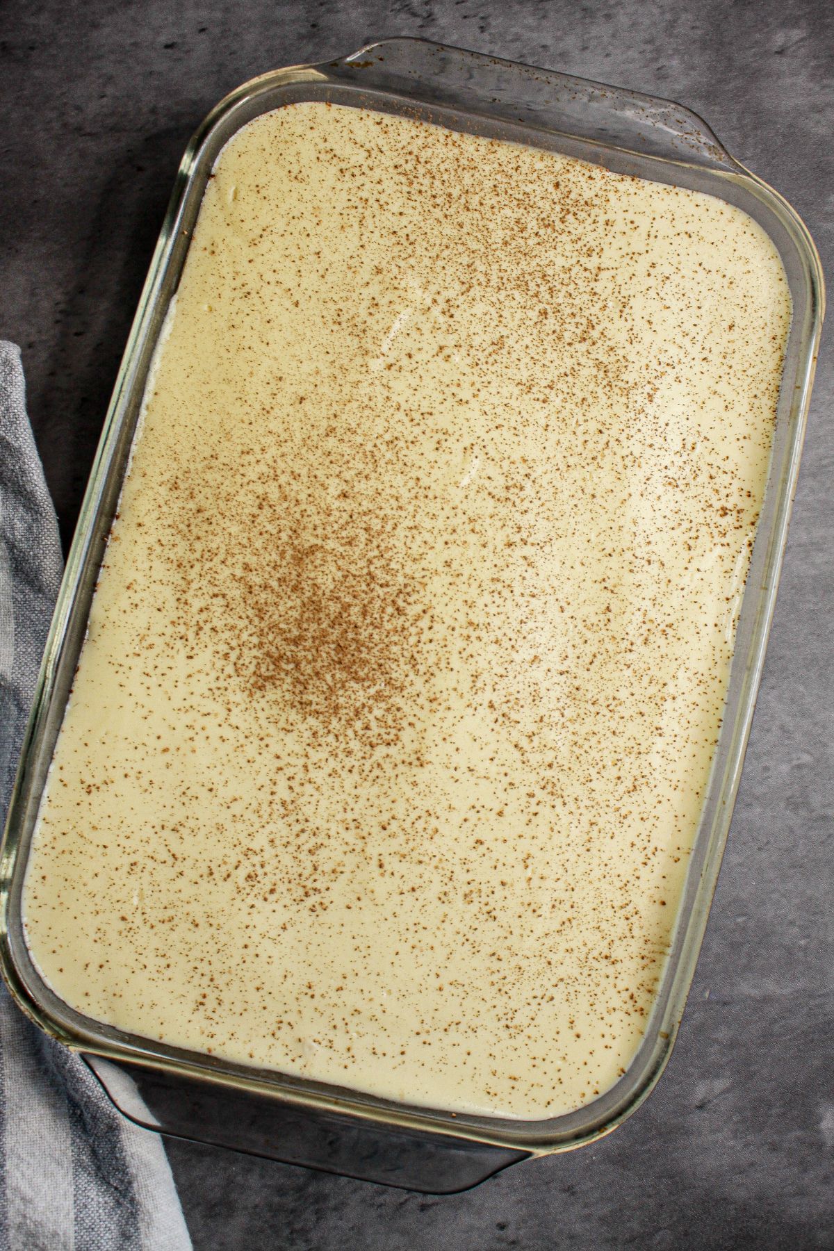 uncut mocha lush in a baking dish.