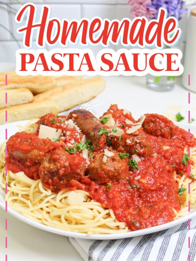 plate full of homemade pasta sauce on top of a plate of spaghetti noodles.