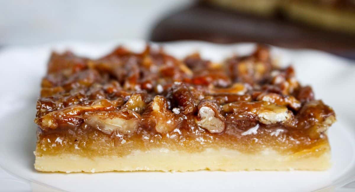 pecan shortbread cookie on a plate.