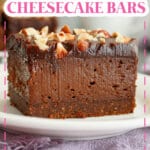 nutella cheesecake bar on a small plate.
